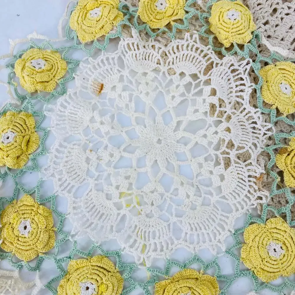 Lot of 20 Vintage Handmade Crochet Doilies Mixed Colors Floral Cottagecore Craft